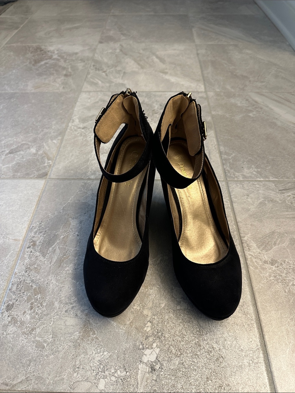 Classic Black Ankle-Strap Pumps - Women's Dress Heels